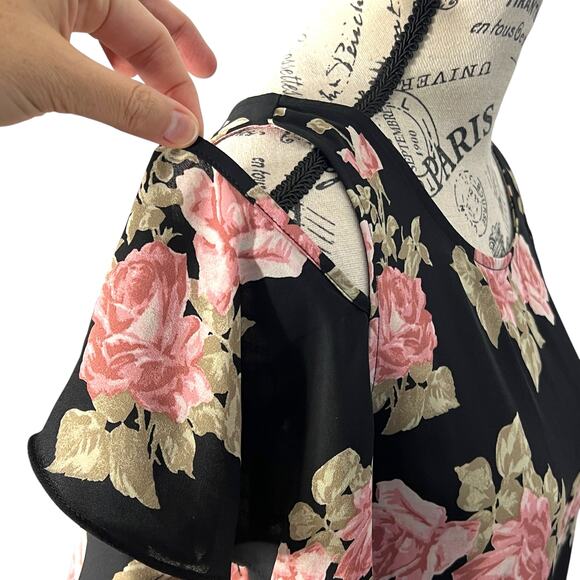 Fortune + Ivy MEDIUM Anwe Cold Shoulder Top - Stitch Fix Floral Chiffon Blouse - Picture 12 of 16